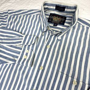 Vintage Chaps Ralph Lauren Men's long sleeve‎ shirt Size 16 blue white stripes